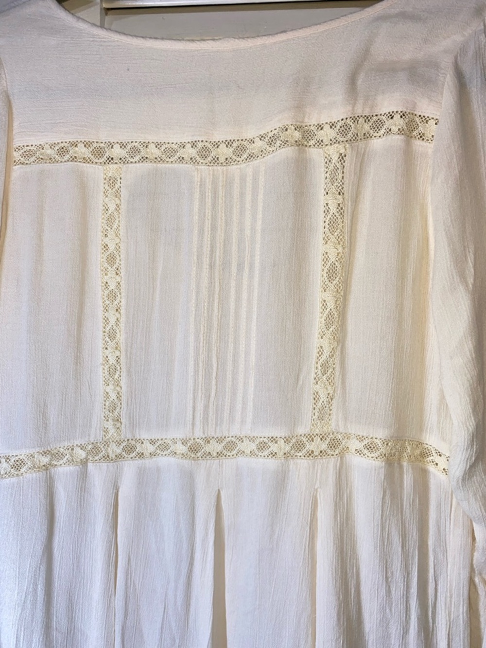 Free People Jeanette peasant tunic top Ivory Lace Ruffle Hem Long Sleeve - Picture 6 of 6
